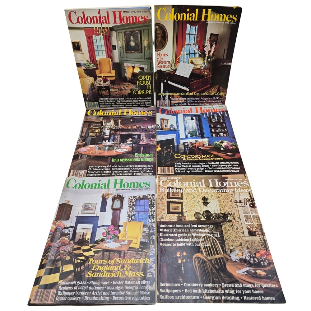 Vintage Colonial Homes Magazine 1977 1983 House Beautiful Decorating 6 Issues‎